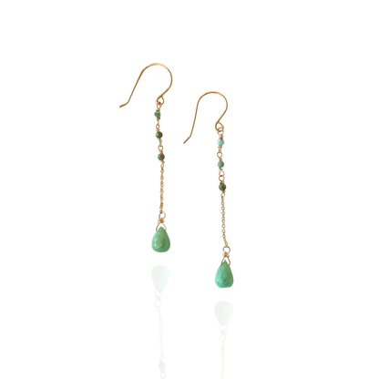Grounded Sky | Turquoise Gold Chain Earrings