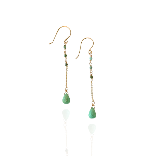 Grounded Sky | Turquoise Gold Chain Earrings