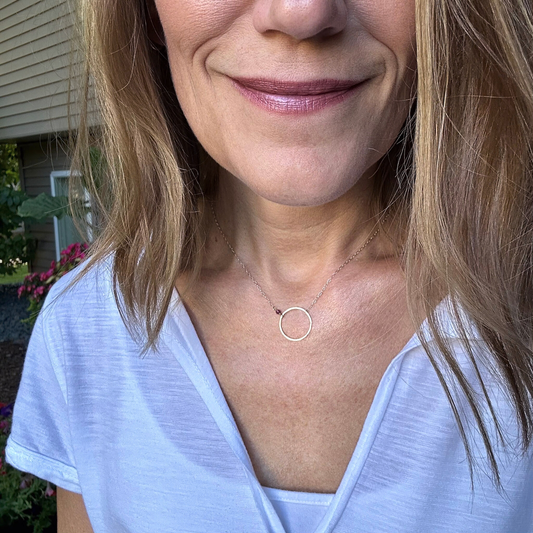 Heart Flame | Sterling Silver and Gold Necklace with Ruby