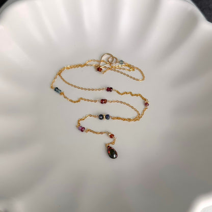 Beautiful Spirit | Gold-Filled Lariat with Sapphire, Iolite & Garnet