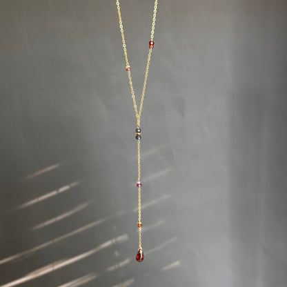 Beautiful Spirit | Gold-Filled Lariat with Sapphire, Iolite & Garnet