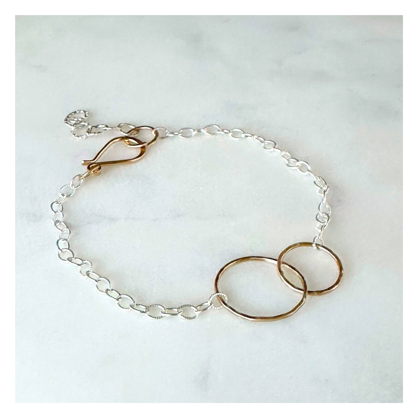 Simple Bond — Sterling Silver & Double Gold  Hoop Bracelet