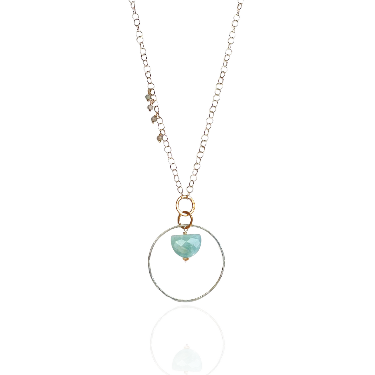 Ocean's Insight Necklace - Sterling Silver Aquamarine & Labradorite Necklace