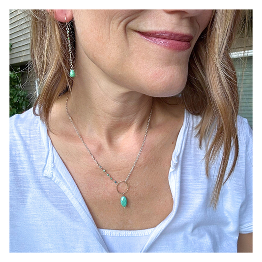 Grounded Sky | Turquoise Gold Chain Earrings