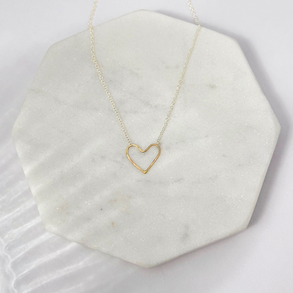 Heart on my Sleeve - Dainty Sterling Silver and Gold Necklace