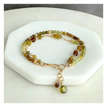 Watch Me Grow | Green Garnet & Gold-Filled Double Strand Bracelet