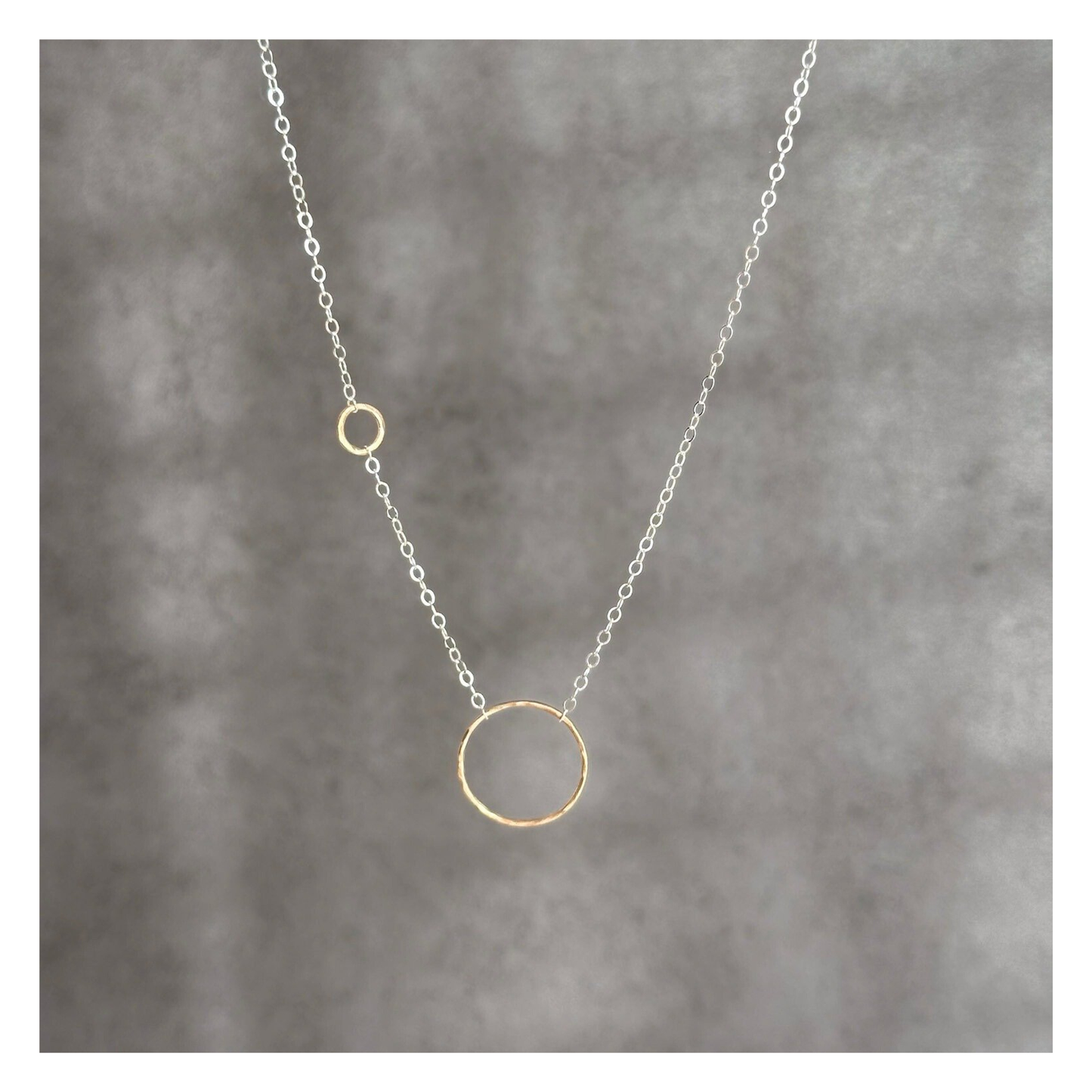 Unique Echoes - Dainty Sterling Silver and Gold Hoop Necklace