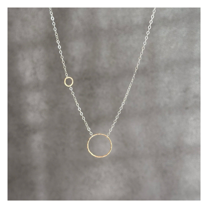 Unique Echoes - Dainty Sterling Silver and Gold Hoop Necklace