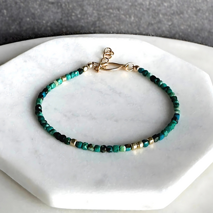 Vibrant Serenity - Chrysocolla and Dainty Gold Bracelet