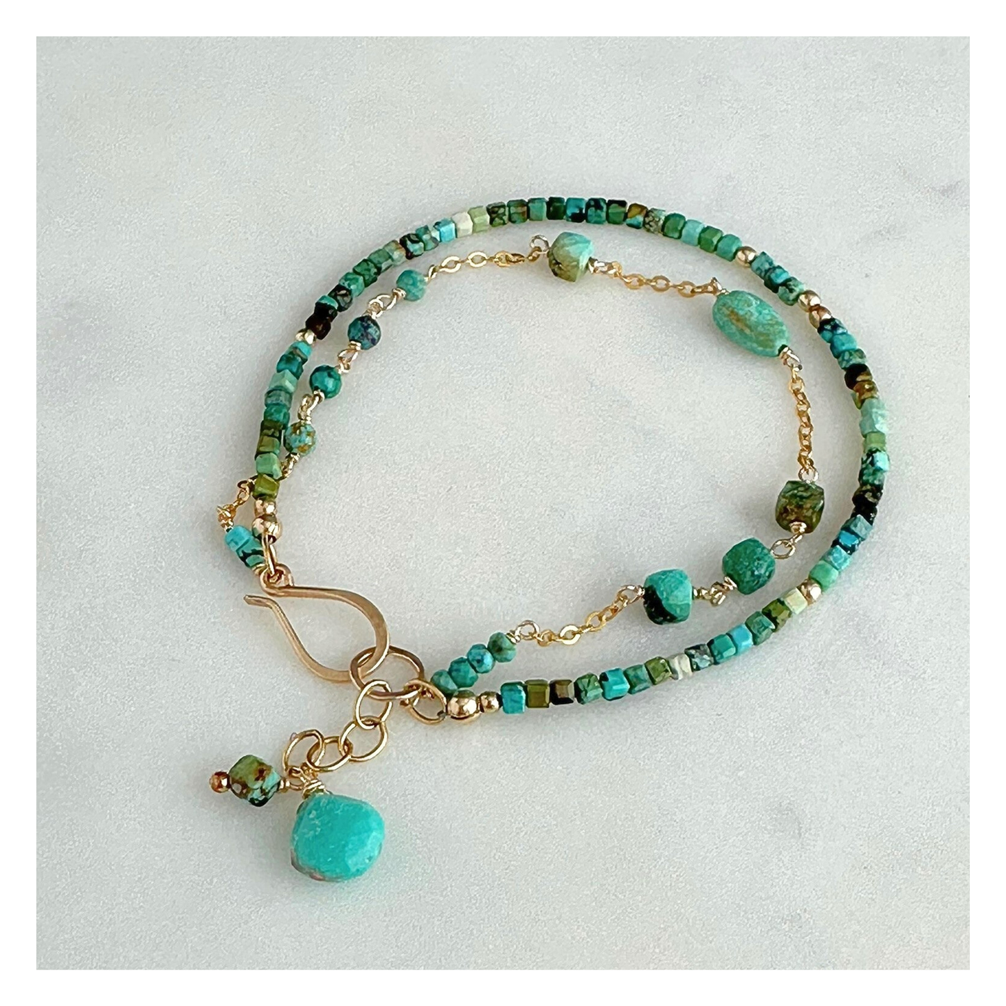 Wise & True – Turquoise Gold-Filled Double-Strand Bracelet
