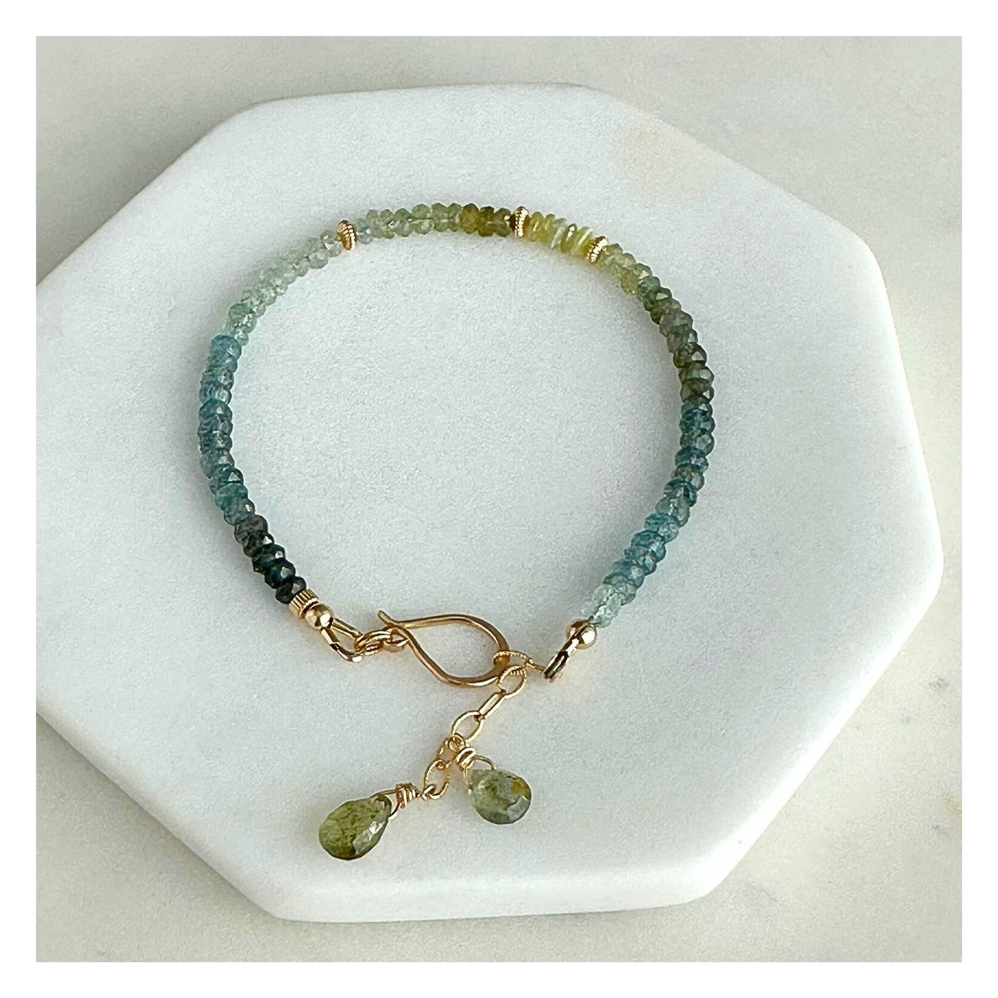 Grounded in Light – Moss Aquamarine & Cat’s Eye Gold-Filled Bracelet