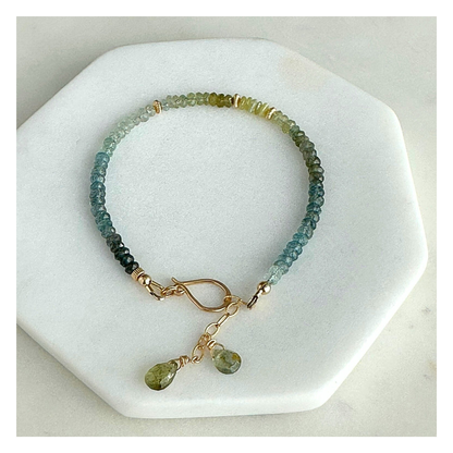 Grounded in Light – Moss Aquamarine & Cat’s Eye Gold-Filled Bracelet