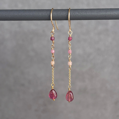 True Presence | Tourmaline Gold Chain Earrings