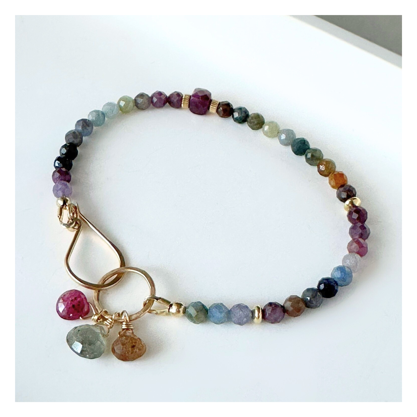 Radiant Wisdom – Sapphire & Ruby Gold-Filled Bracelet
