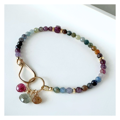 Radiant Wisdom – Sapphire & Ruby Gold-Filled Bracelet