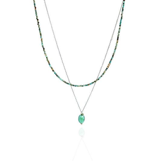 Clear Waters - Layered Sterling Silver Sleeping Beauty Turquoise Necklace