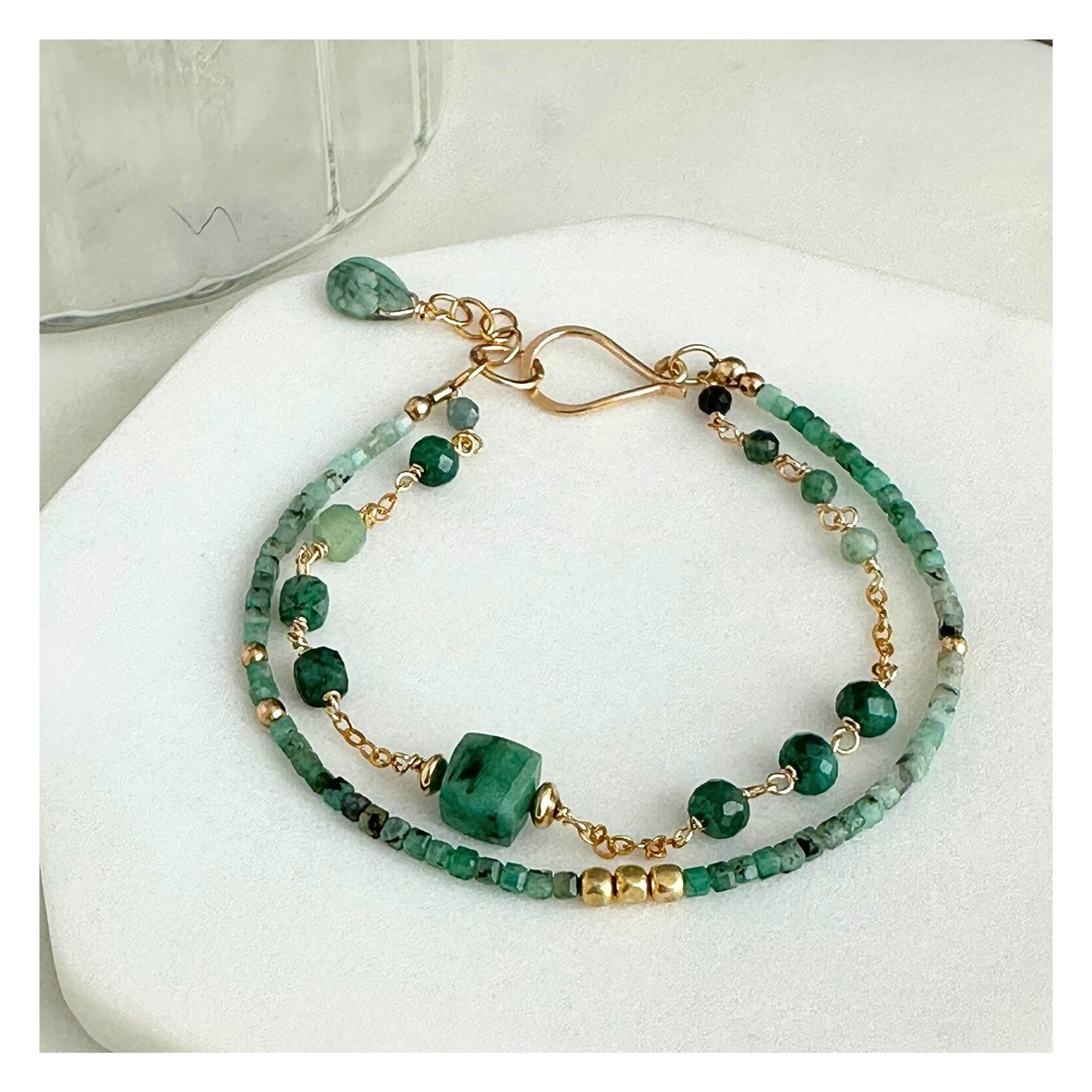 Steady & True – Emerald Gold-Filled Double Strand Bracelet