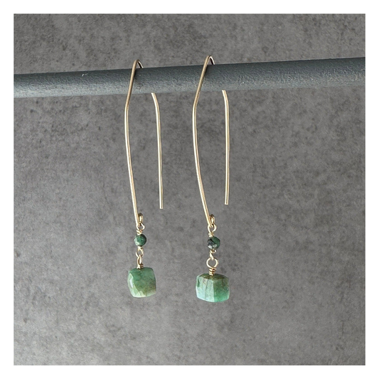Emerald Reflection | Emerald Gold Earrings