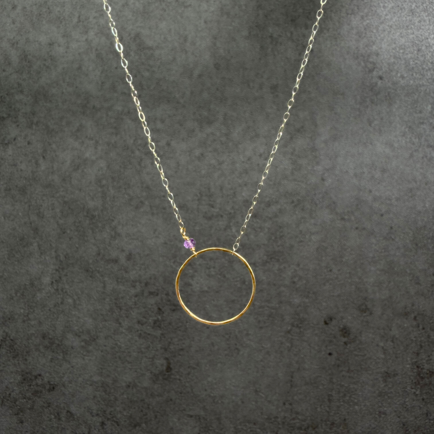 Open Heart | Sterling Silver & Gold Necklace with Amethyst