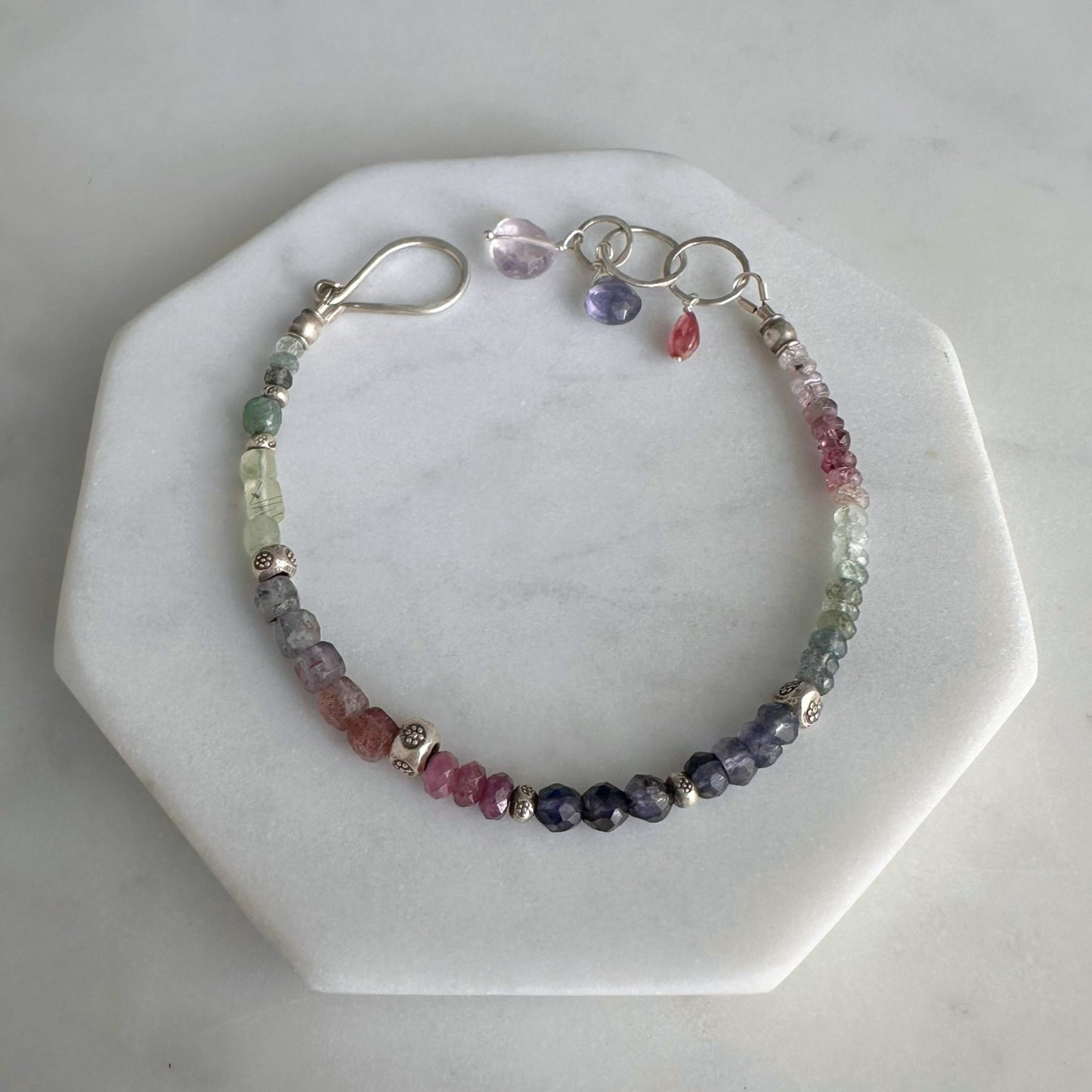 After the Rain | SS Purple Sapphire, Moss Aquamarine, Ruby, Prehnite, Amethyst & Pink Tourmaline Beaded Bracelet