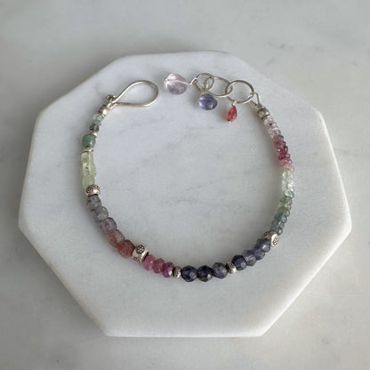 After the Rain | SS Purple Sapphire, Moss Aquamarine, Ruby, Prehnite, Amethyst & Pink Tourmaline Beaded Bracelet