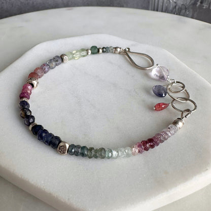 After the Rain | SS Purple Sapphire, Moss Aquamarine, Ruby, Prehnite, Amethyst & Pink Tourmaline Beaded Bracelet