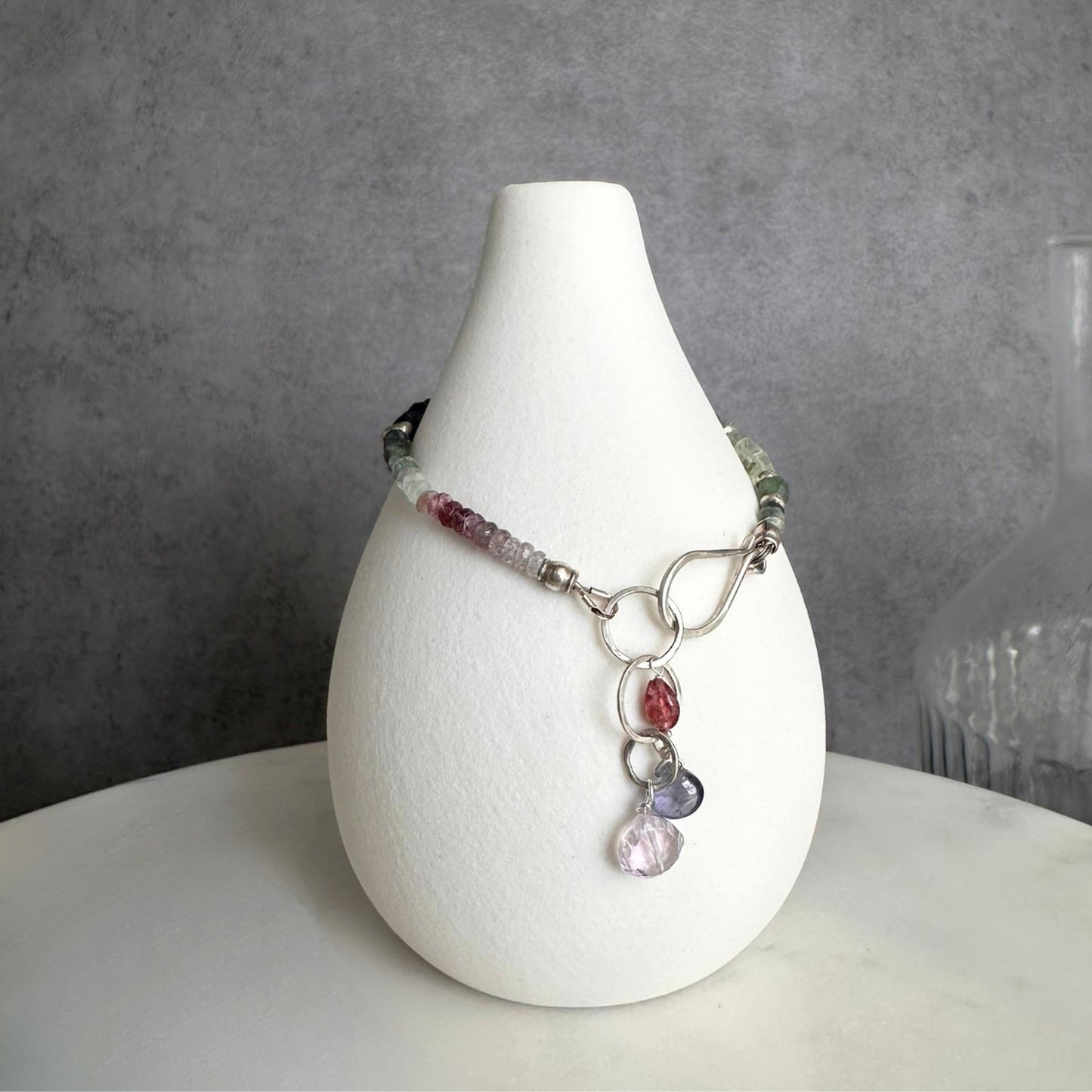 After the Rain | SS Purple Sapphire, Moss Aquamarine, Ruby, Prehnite, Amethyst & Pink Tourmaline Beaded Bracelet
