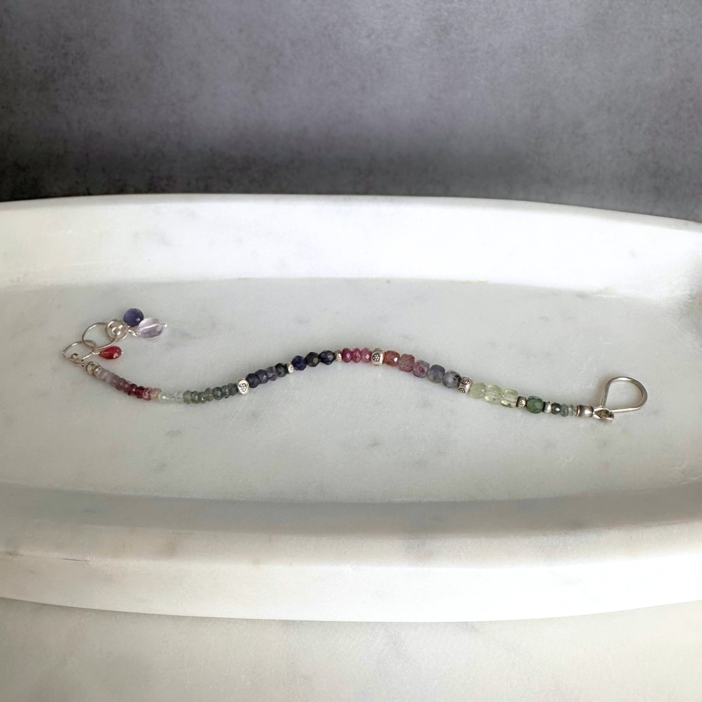 After the Rain | SS Purple Sapphire, Moss Aquamarine, Ruby, Prehnite, Amethyst & Pink Tourmaline Beaded Bracelet