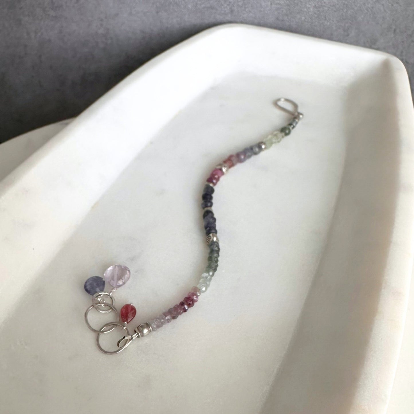 After the Rain | SS Purple Sapphire, Moss Aquamarine, Ruby, Prehnite, Amethyst & Pink Tourmaline Beaded Bracelet