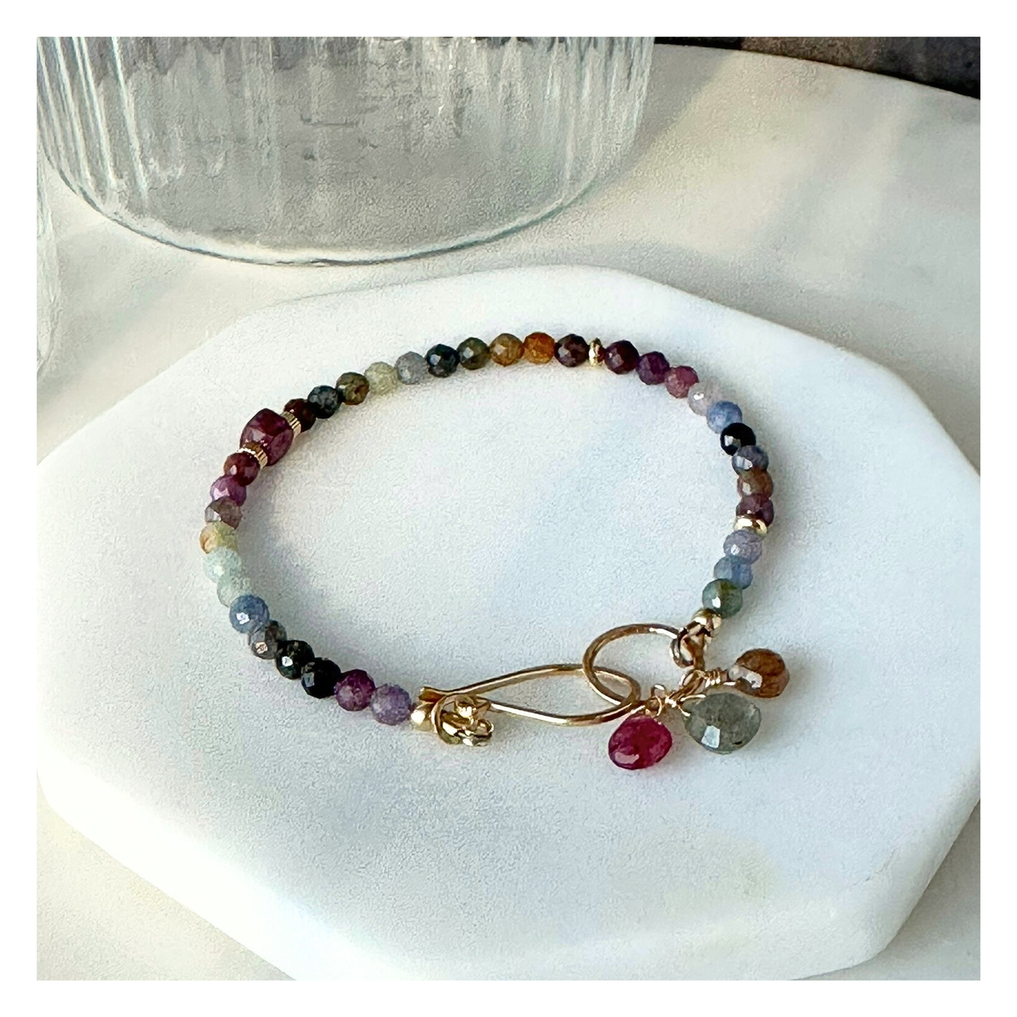 Radiant Wisdom – Sapphire & Ruby Gold-Filled Bracelet