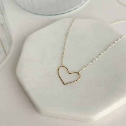 Heart of Gold | Dainty Sterling Silver & Gold Heart Necklace