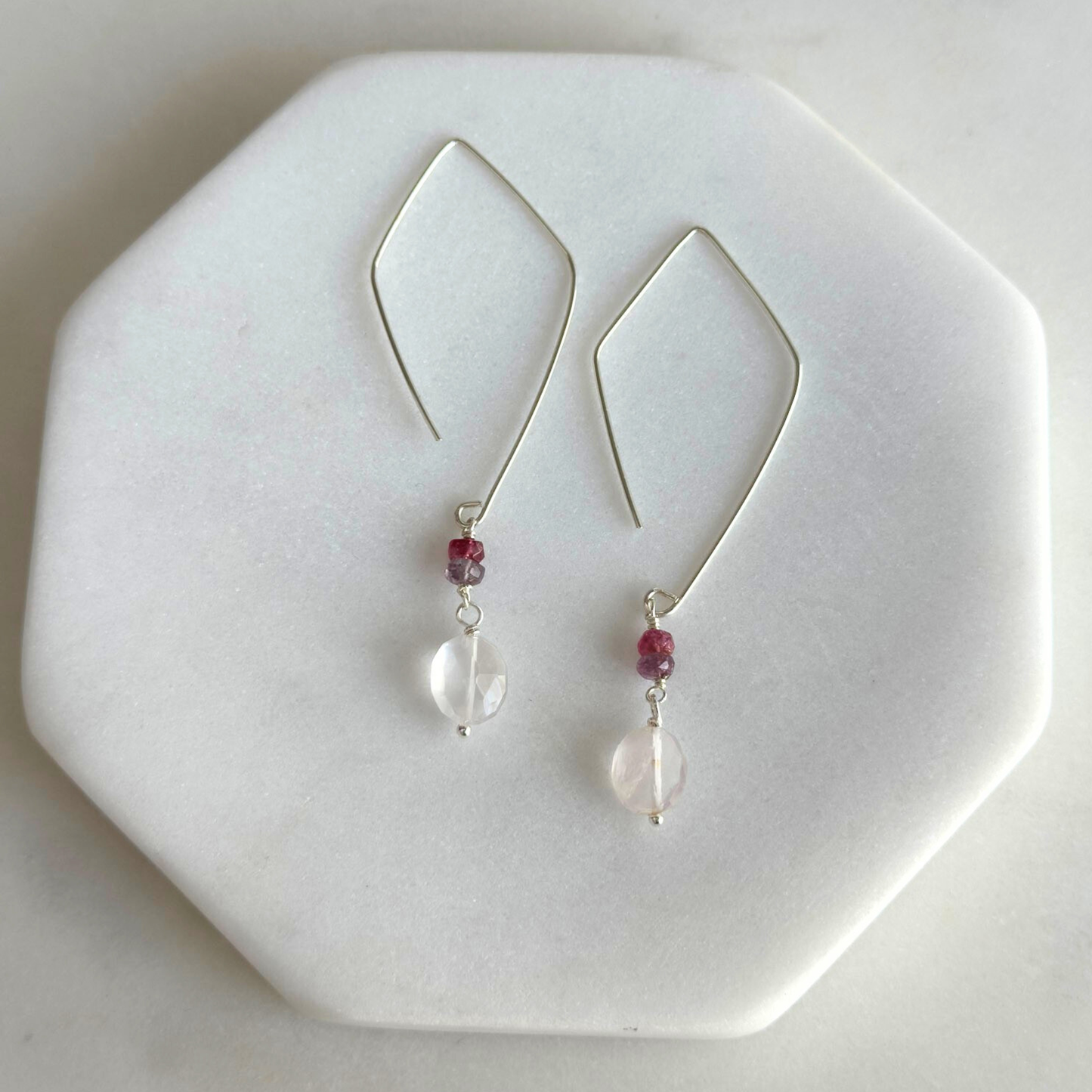 Everyday Love | Rose Quartz & Sapphire Silver Earrings