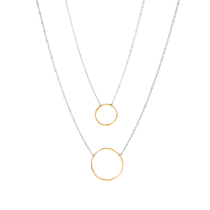 Unity in Connection - Dainty Sterling Silver and Gold Large Hoop Necklace