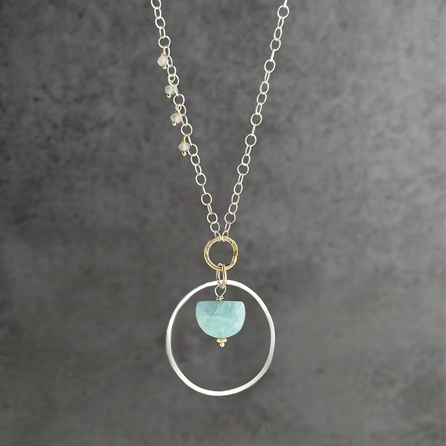Ocean's Insight Necklace - Sterling Silver Aquamarine & Labradorite Necklace
