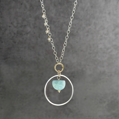 Ocean's Insight Necklace - Sterling Silver Aquamarine & Labradorite Necklace