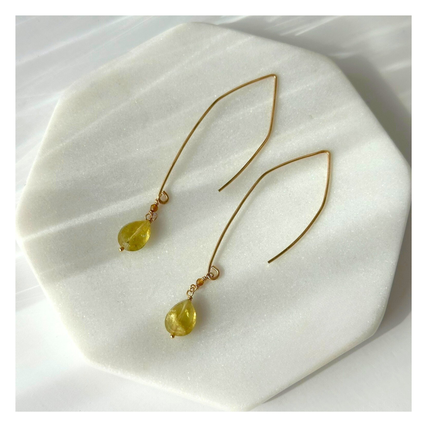Renewed Light | Green Garnet Gold Earrings
