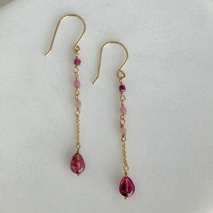 True Presence | Tourmaline Gold Chain Earrings