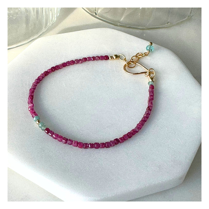 Truth Spark – Ruby & Blue Tourmaline Gold-Filled Bracelet