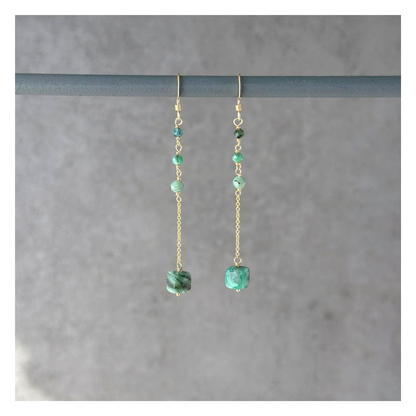 Renewal | Emerald Gold Chain Earrings