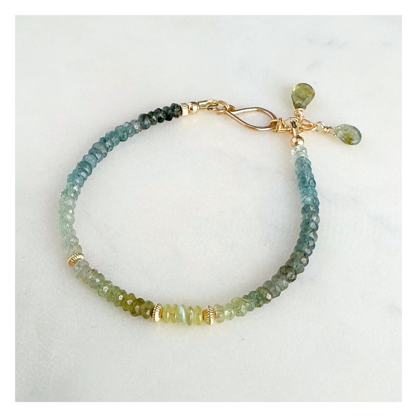 Grounded in Light – Moss Aquamarine & Cat’s Eye Gold-Filled Bracelet