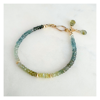 Grounded in Light – Moss Aquamarine & Cat’s Eye Gold-Filled Bracelet
