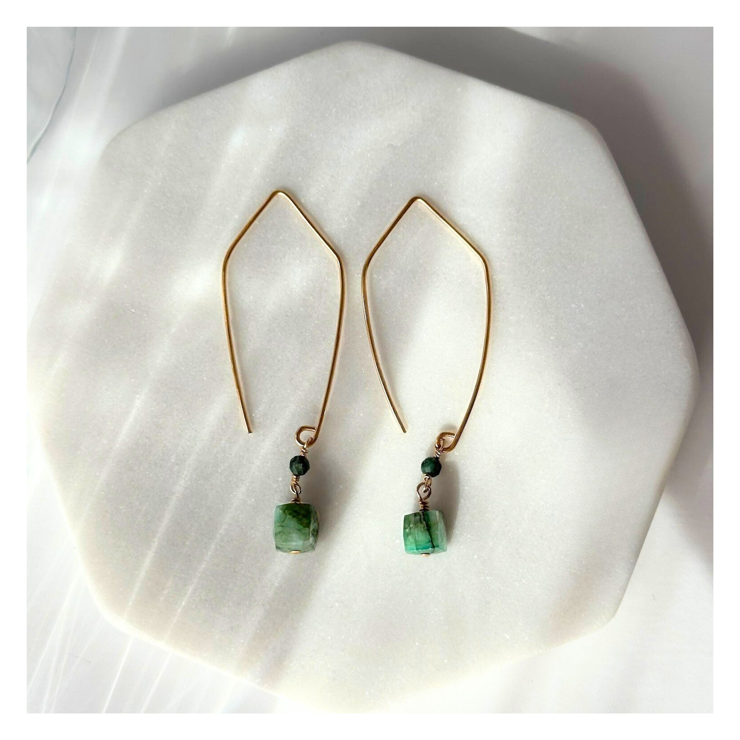 Emerald Reflection | Emerald Gold Earrings
