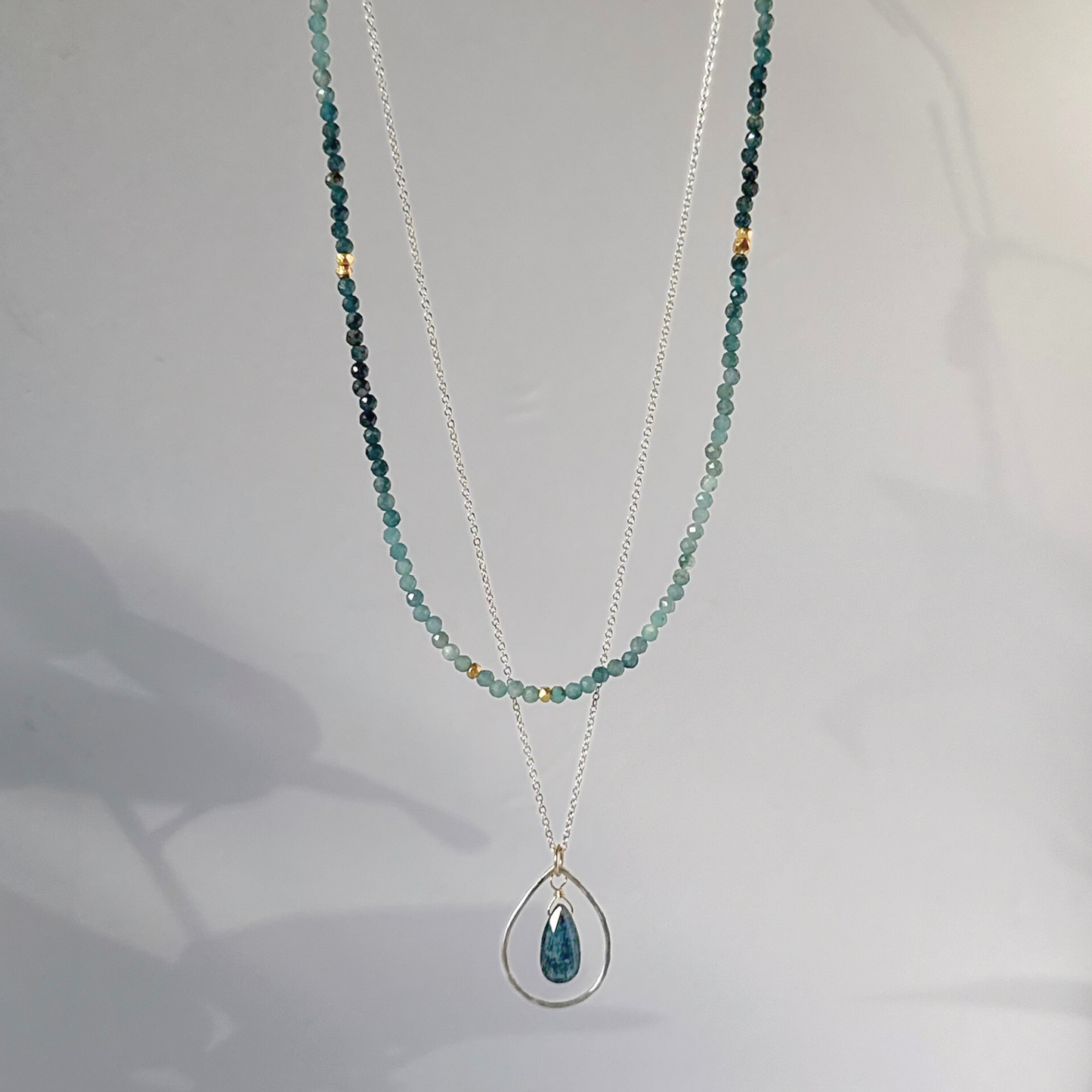 Serene Reflections | Blue Tourmaline, Kyanite & Gold Necklace