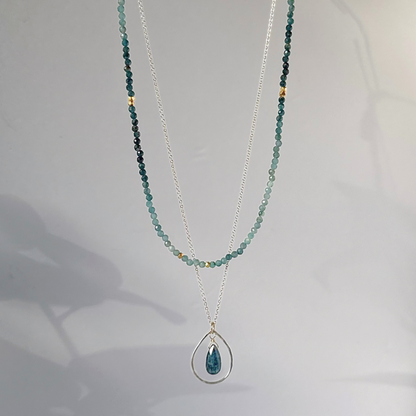 Serene Reflections | Blue Tourmaline, Kyanite & Gold Necklace