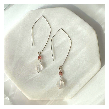 Everyday Love | Rose Quartz & Sapphire Gold Earrings