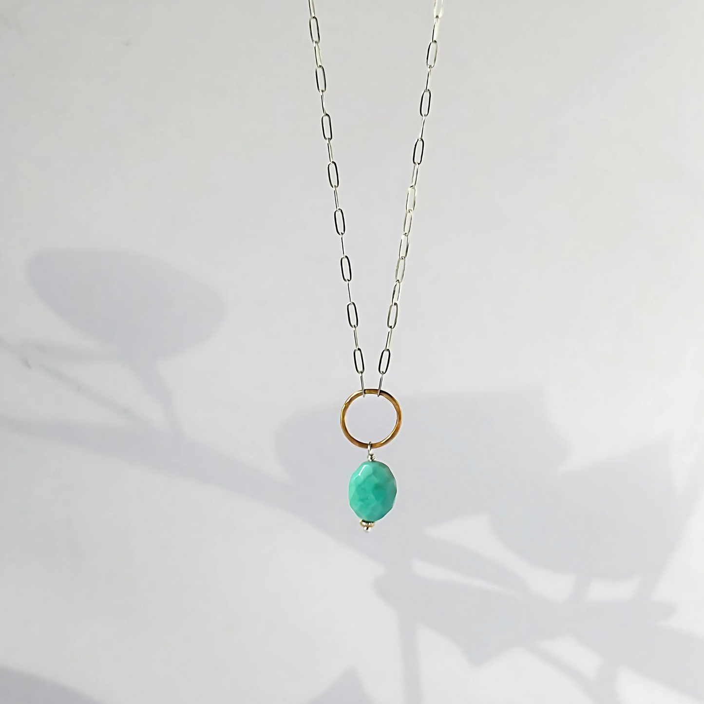 Dreamy Serenity - Sleeping Beauty Turquoise Sterling Silver and Gold Necklace