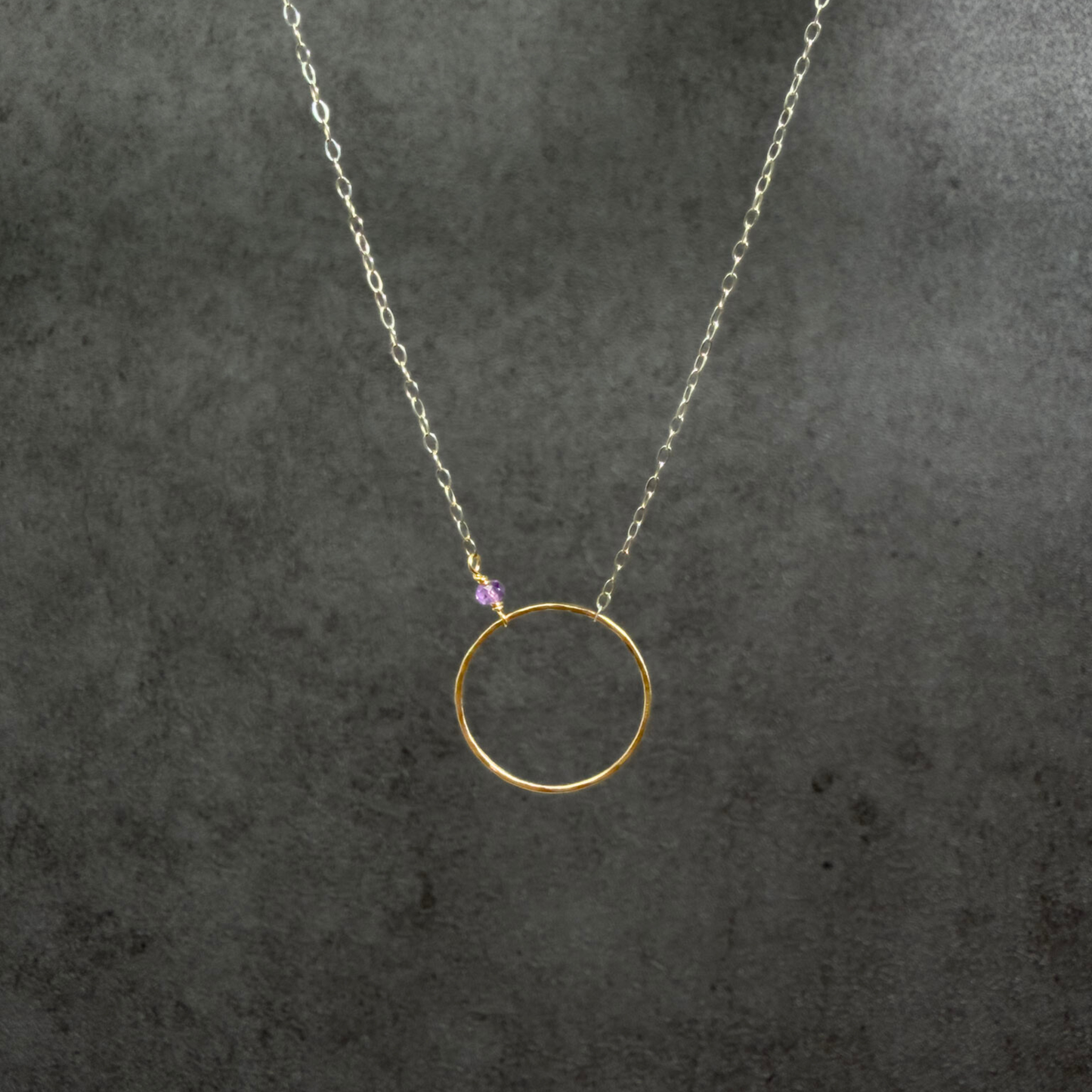 Open Heart | Sterling Silver & Gold Necklace with Amethyst
