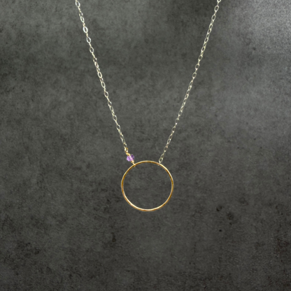 Open Heart | Sterling Silver & Gold Necklace with Amethyst