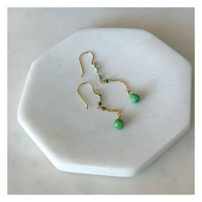 Grounded Sky | Turquoise Gold Chain Earrings