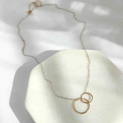 Connected | Double Gold Hoop & Sterling Silver Necklace